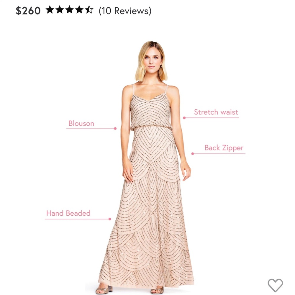 NWT Adrianna Papell Art Deco Beaded Blouson Gown in Taupe/Pink!